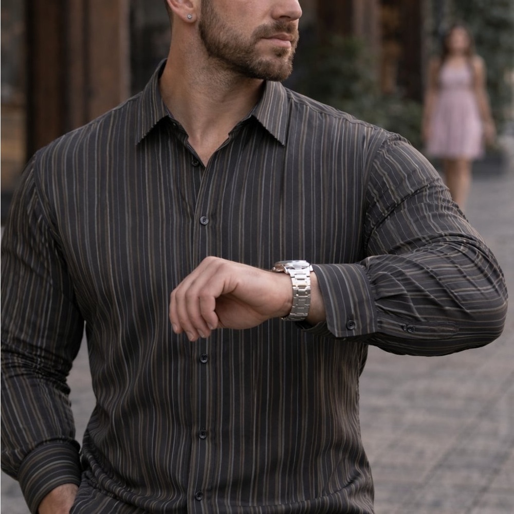 Calvin Klein Men's Dark Striped Shirt